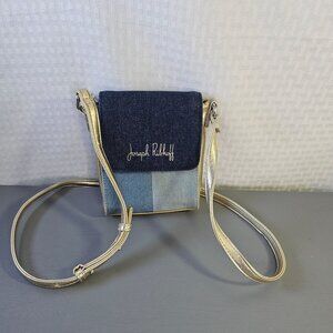 Joseph Ribkoff Denim & Gold Metallic Crossbody Bag With Adjustable Strap